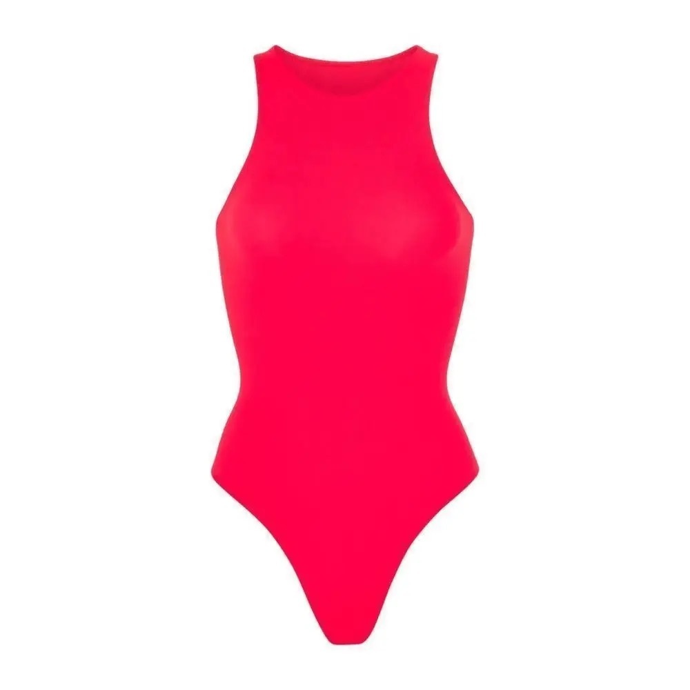 EUC Skims Fits Everybody High Neck Bodysuit in ultra pink